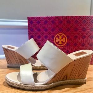 Tory Burch Dulce De Leche Leather Wedges